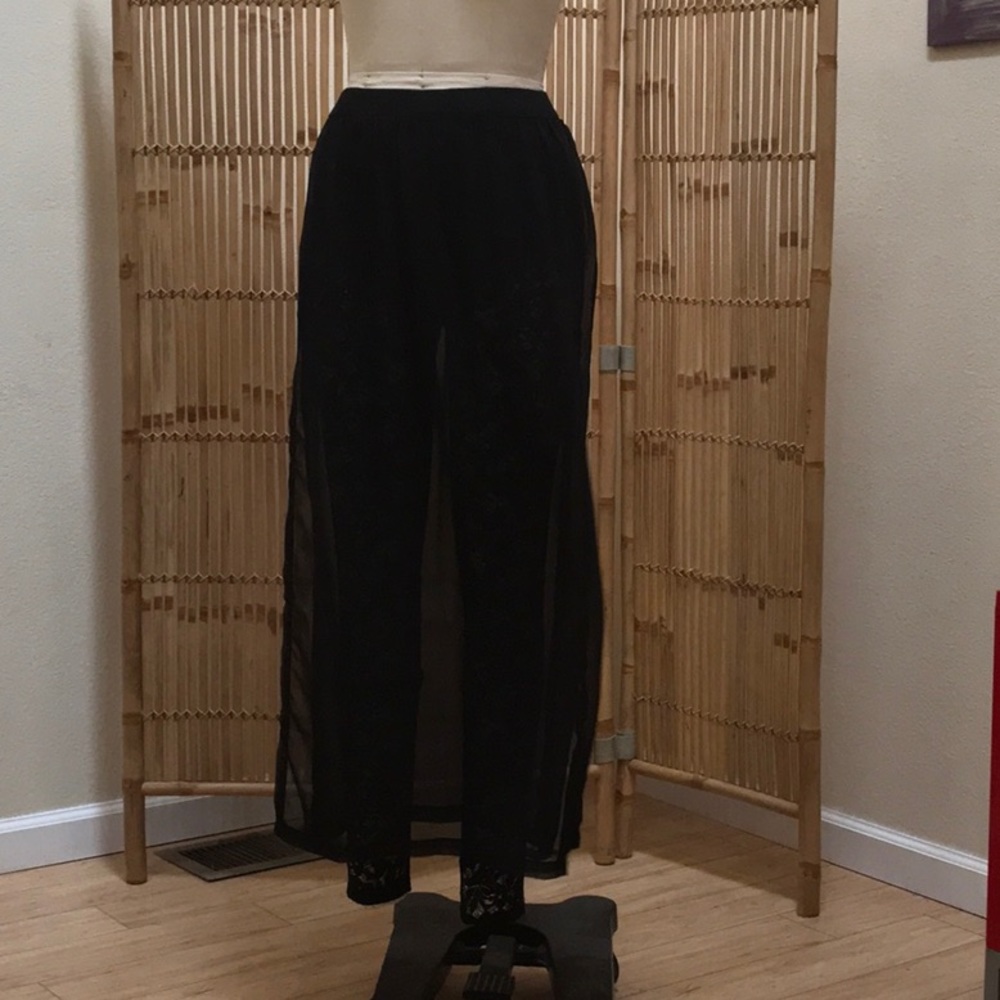 Black Sheer Skirt with Attached Leggings